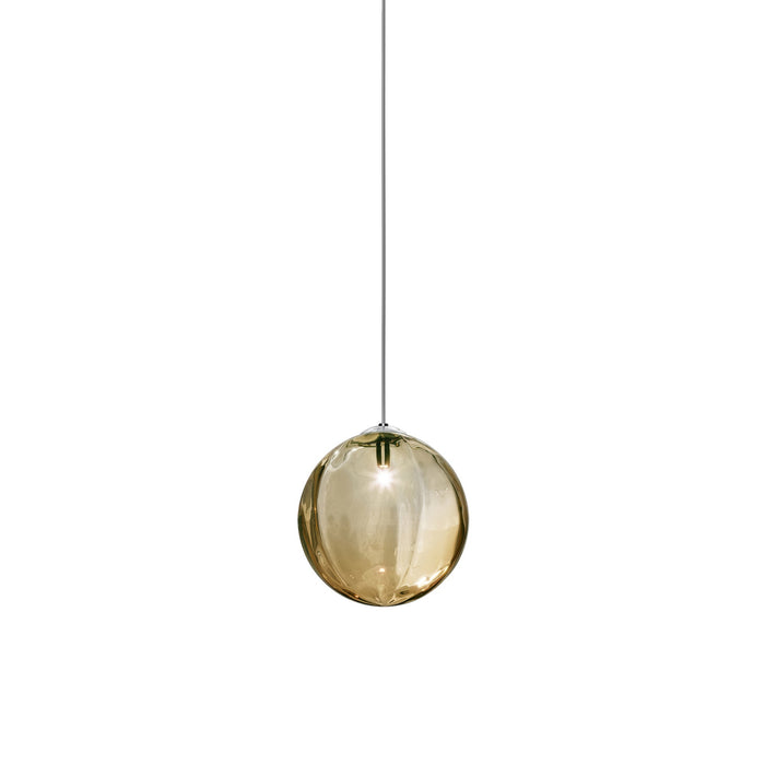 Puppet Pendant Light in Amber Transparent/Glossy Chrome (Large).
