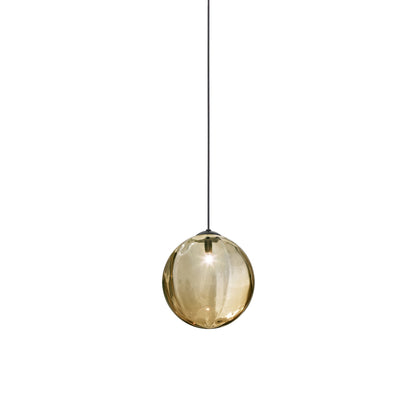 Puppet Pendant Light in Amber Transparent/Matt Black (Large).