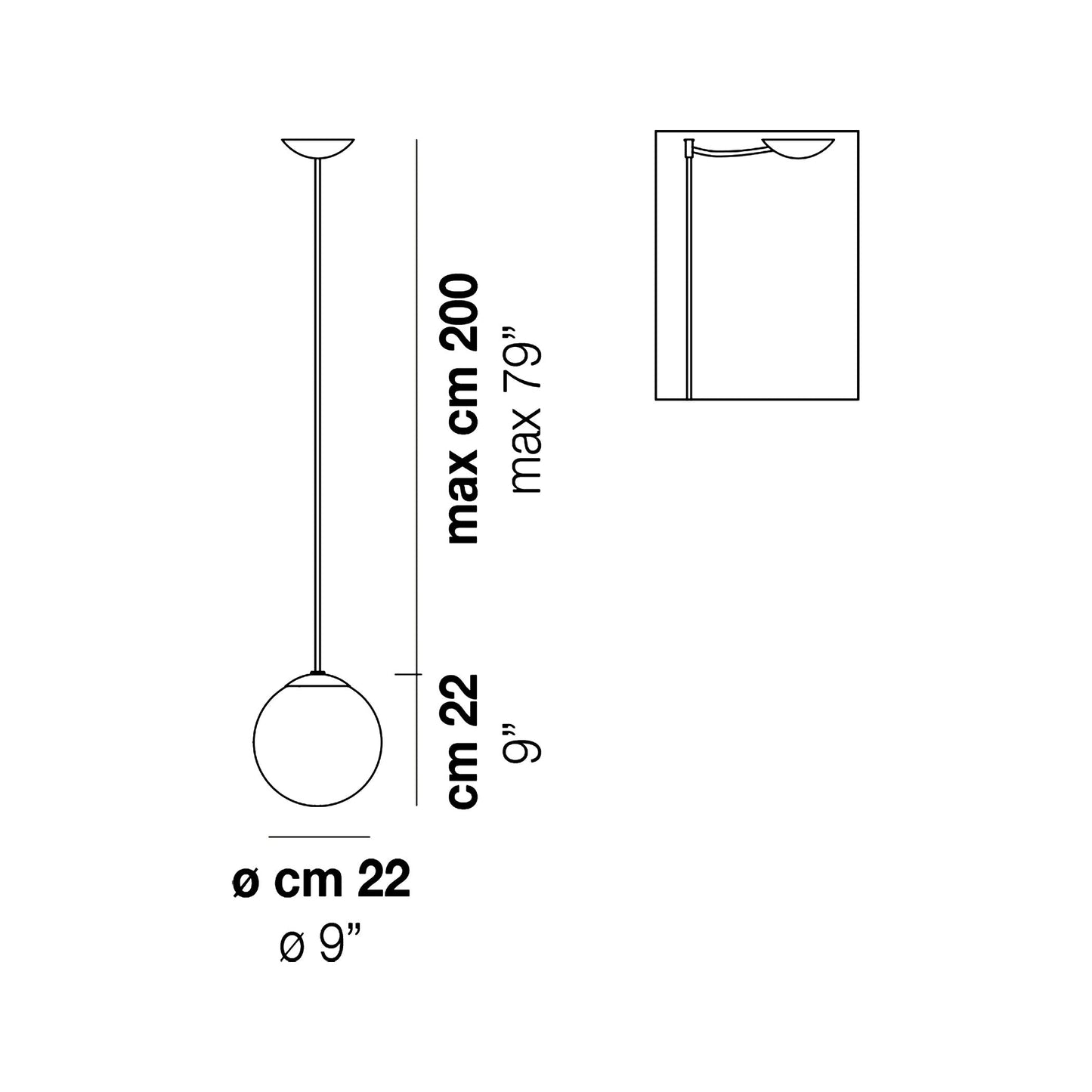 Puppet Pendant Light - line drawing.