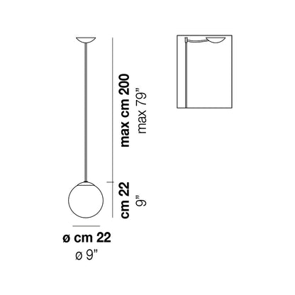 Puppet Pendant Light - line drawing.