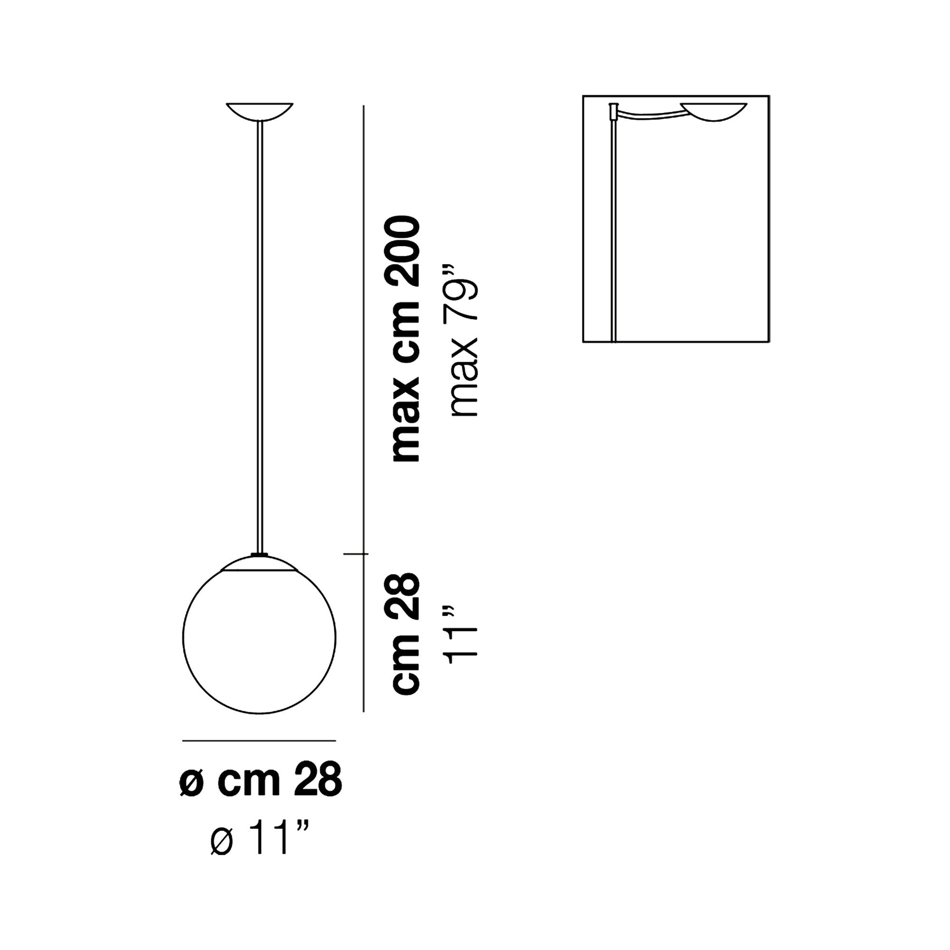 Puppet Pendant Light - line drawing.