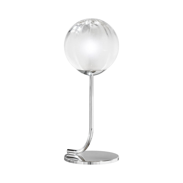 Puppet Table Lamp in White Shaded/Glossy Chrome.