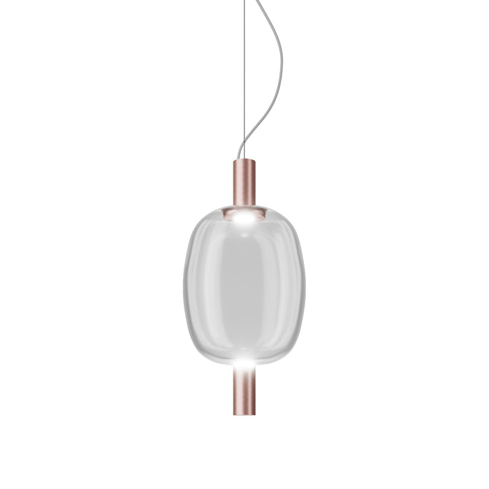 Riflesso SP 2 LED Pendant Light in Crystal Transparent/Matt Copper.