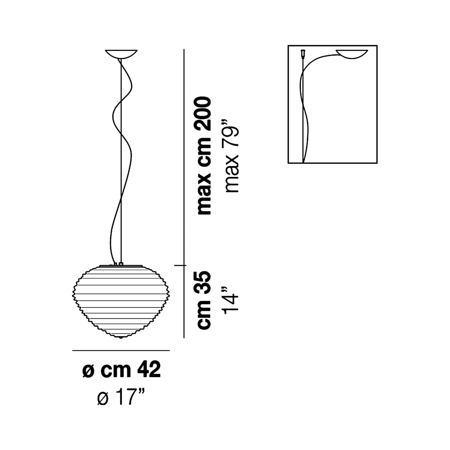Spirit Pendant Light - line drawing.