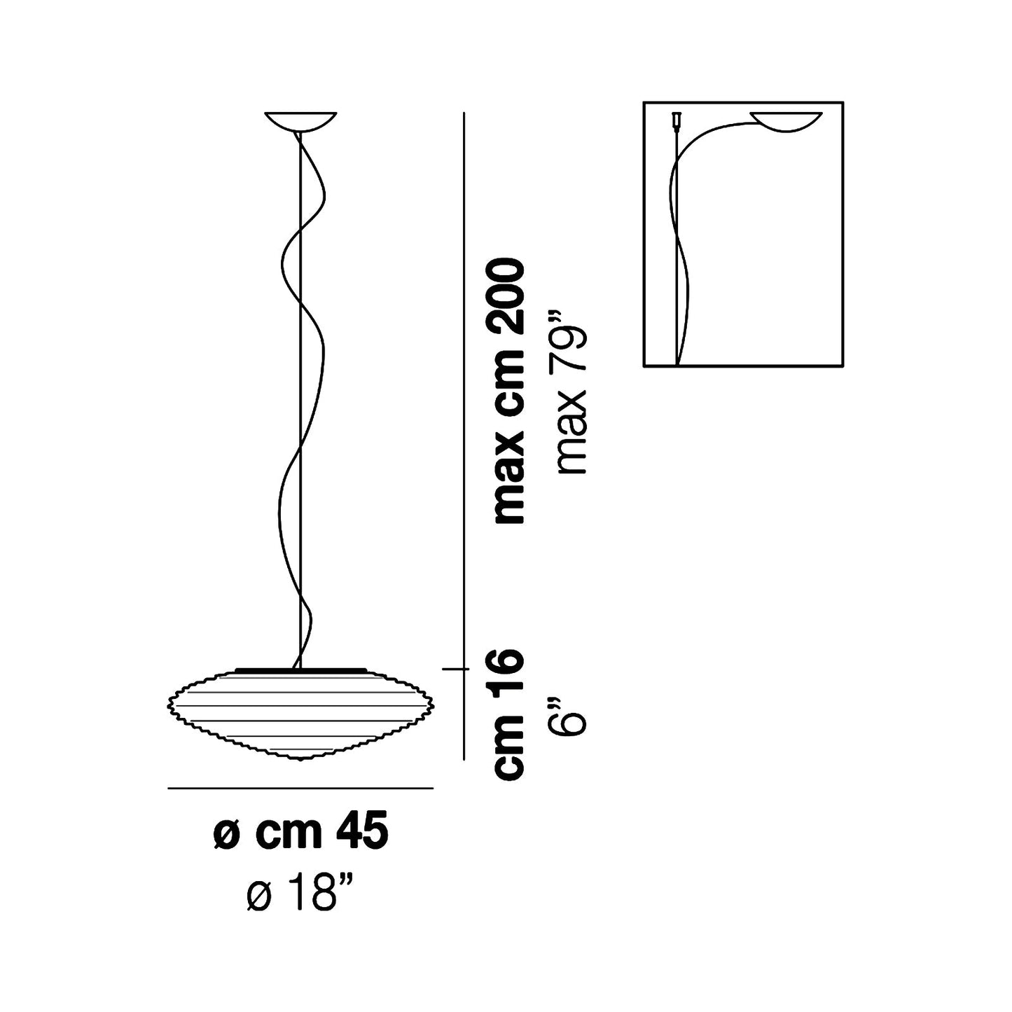 Spirit Pendant Light - line drawing.