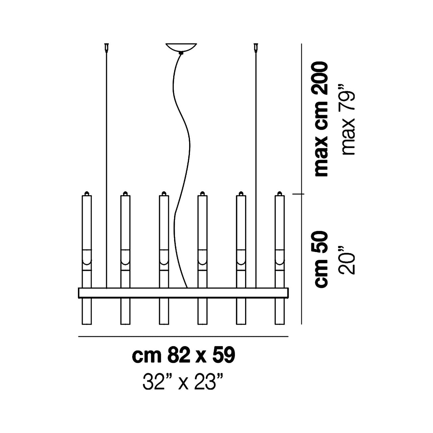 Stardust Pendant Light - line drawing.