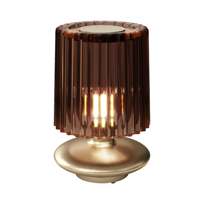 Tread Table Lamp in Matt Gold/Burned Earth Transparent.