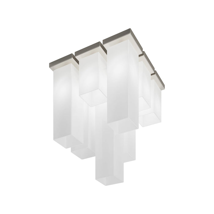 Tubes Flush Mount Ceiling Light in White Glossy (9-Light/25-Inch).