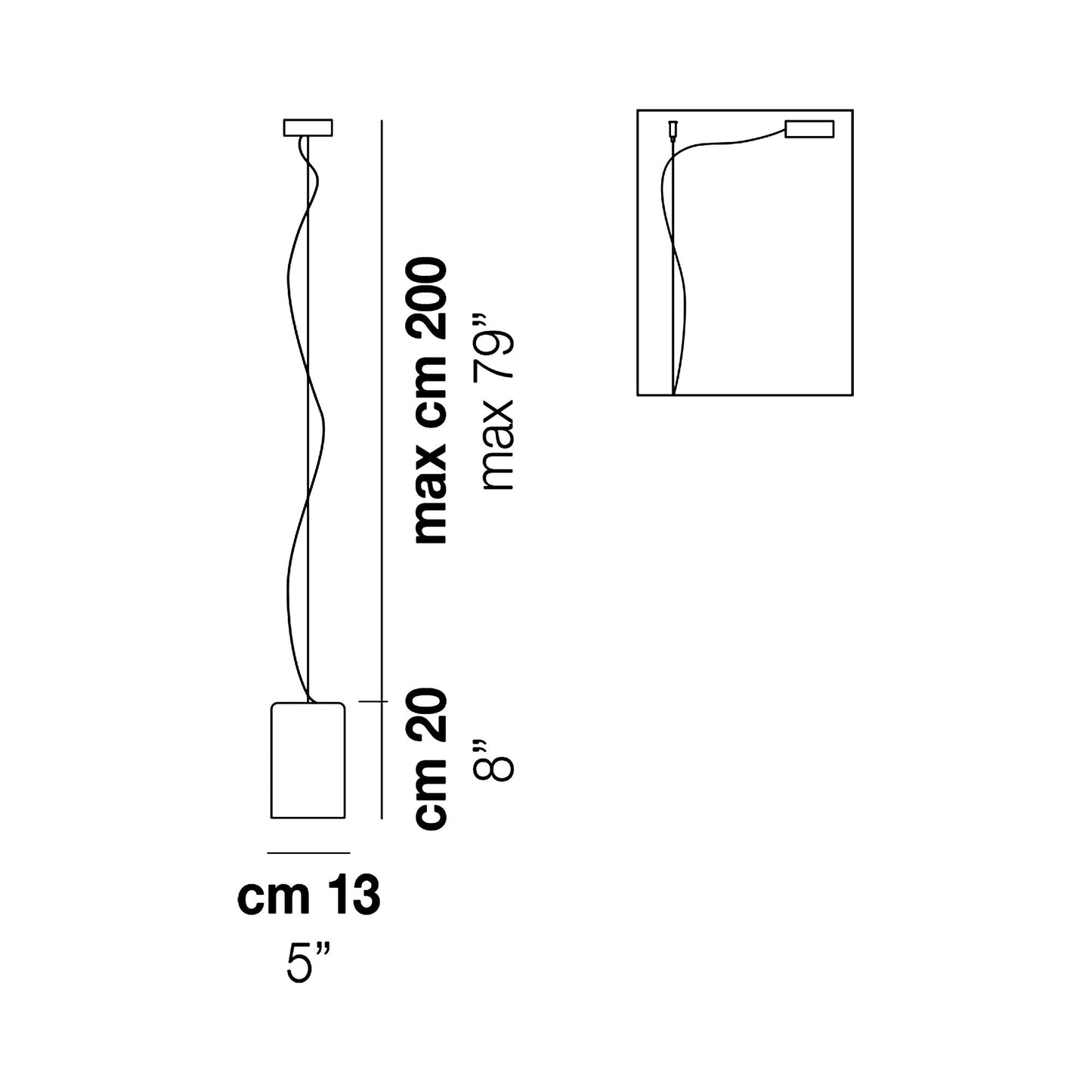 Tubes Pendant Light - line drawing.