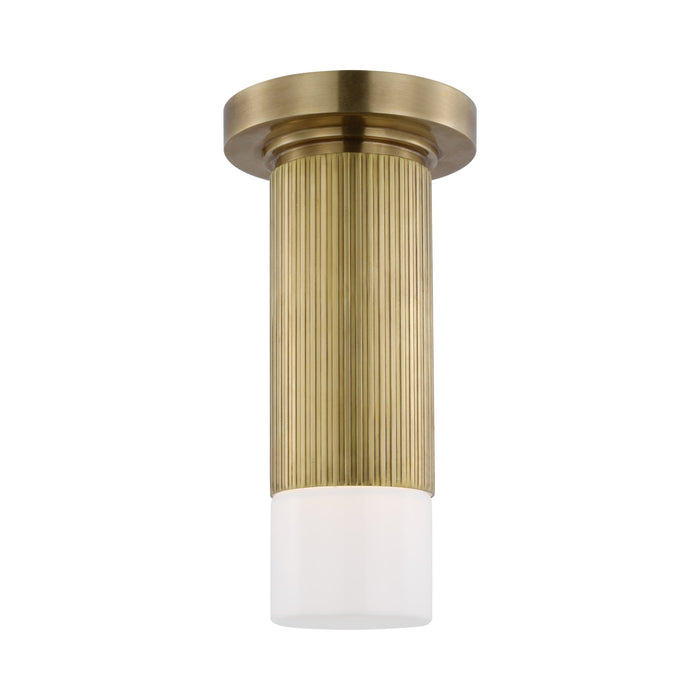 Ace Mini Monopoint LED Flush Mount Ceiling Light in Hand-Rubbed Antique Brass.