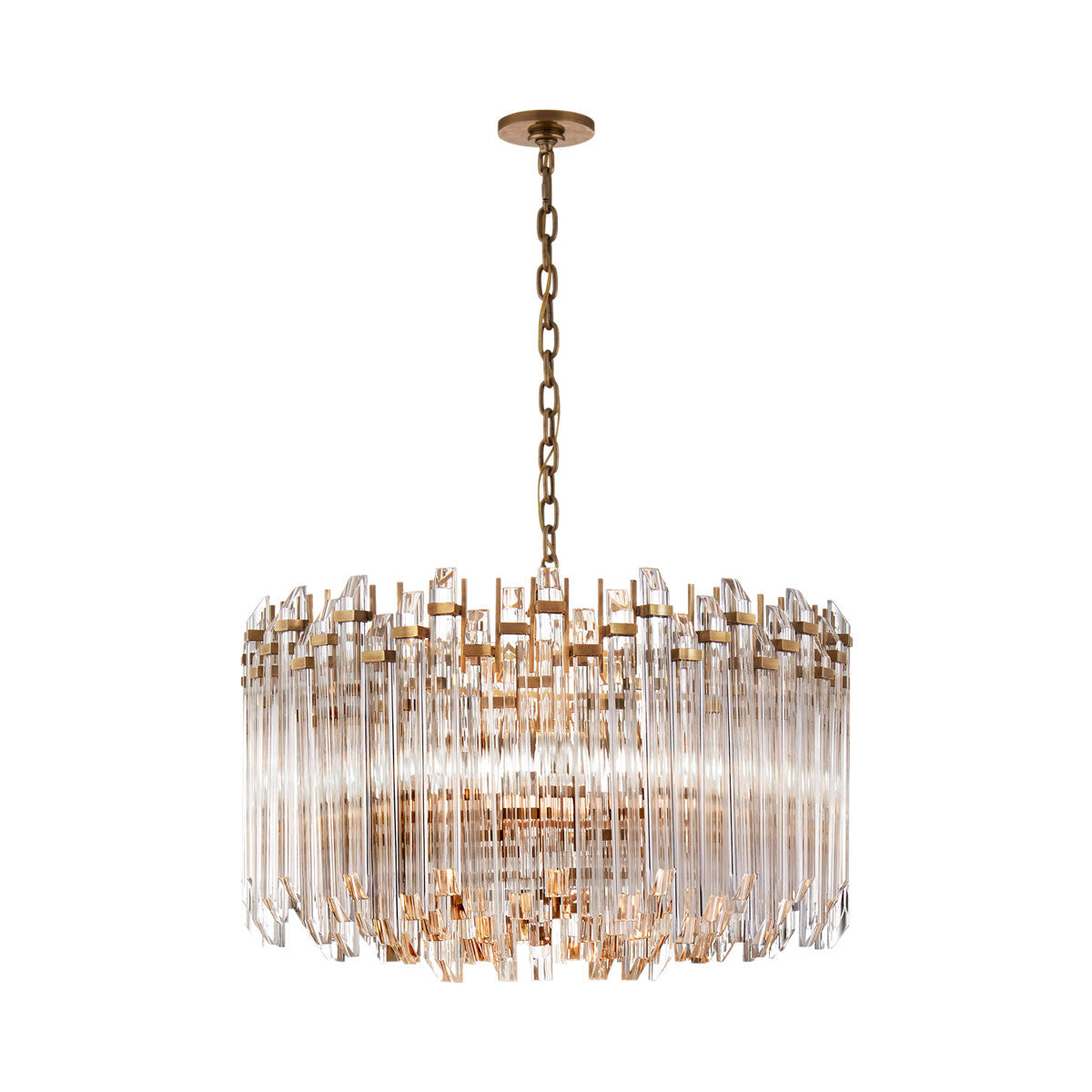 Adele Drum Pendant Light in Hand-Rubbed Antique Brass.