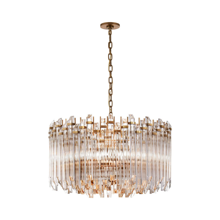 Adele Drum Pendant Light in Hand-Rubbed Antique Brass.
