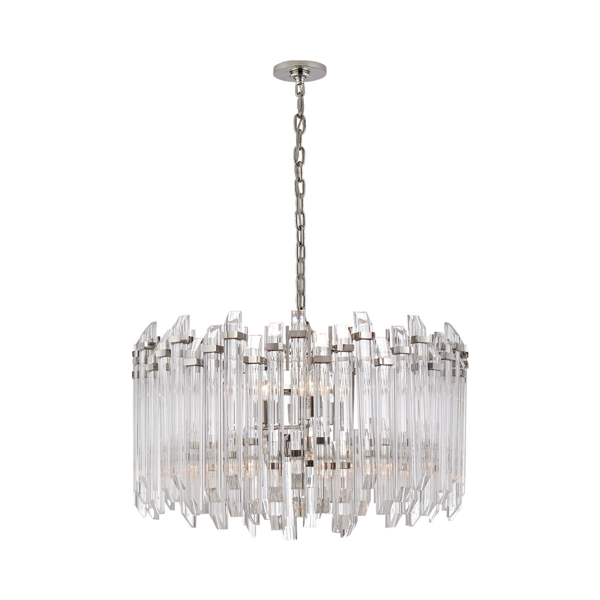 Adele Drum Pendant Light in Polished Nickel.