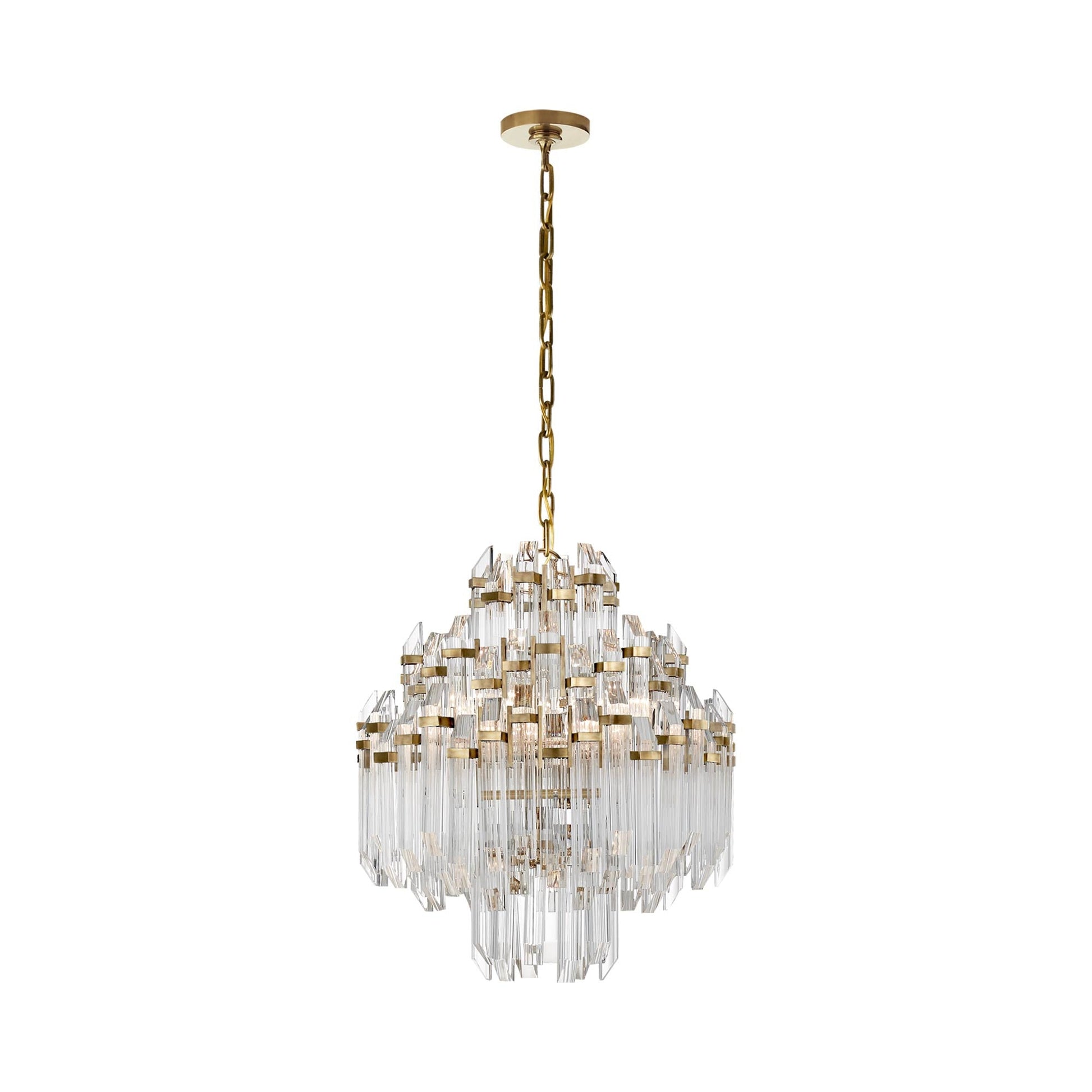 Adele Waterfall Chandelier in Hand-Rubbed Antique Brass (4-Tier).
