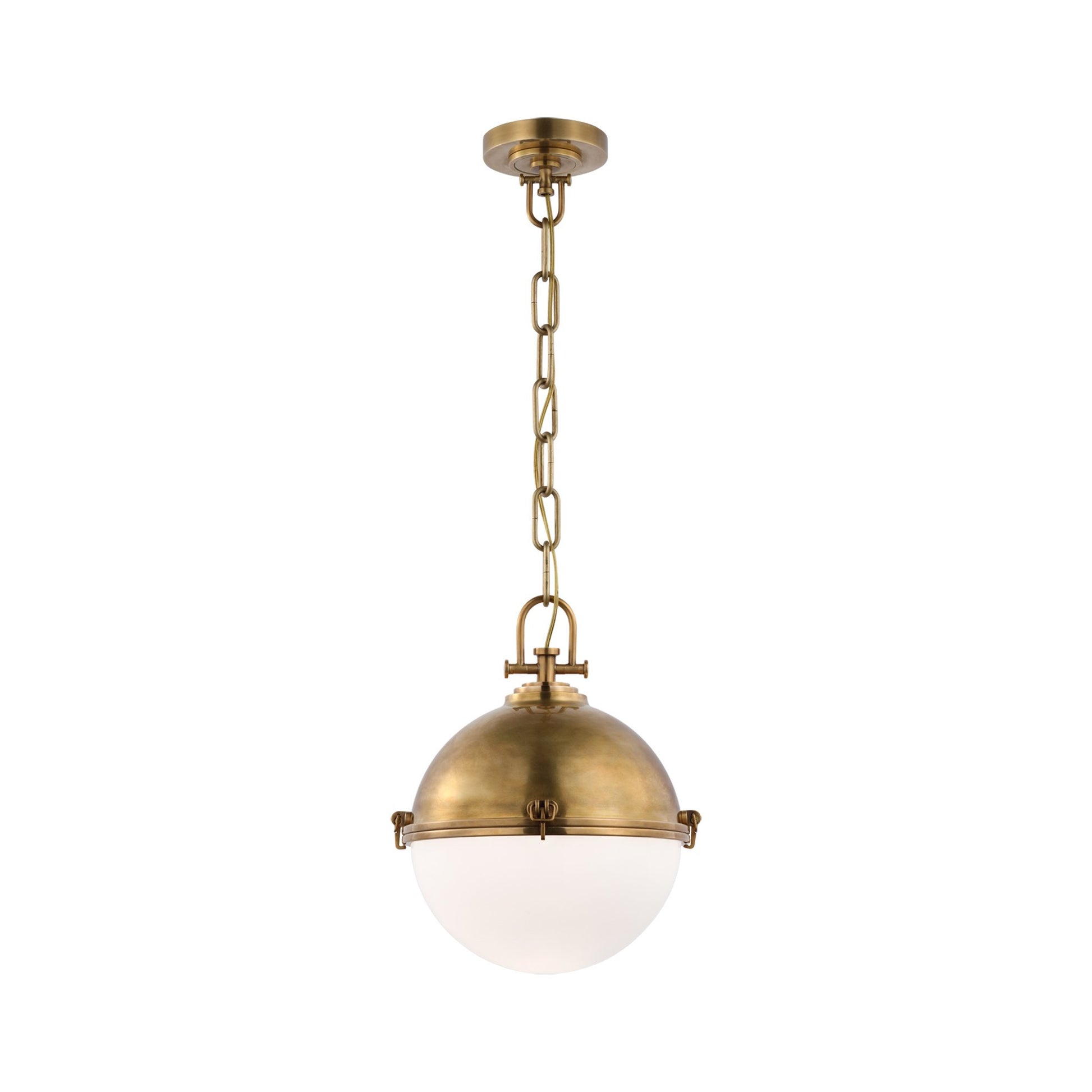 Adrian Globe LED Pendant Light in Antique-Burnished Brass (Large).