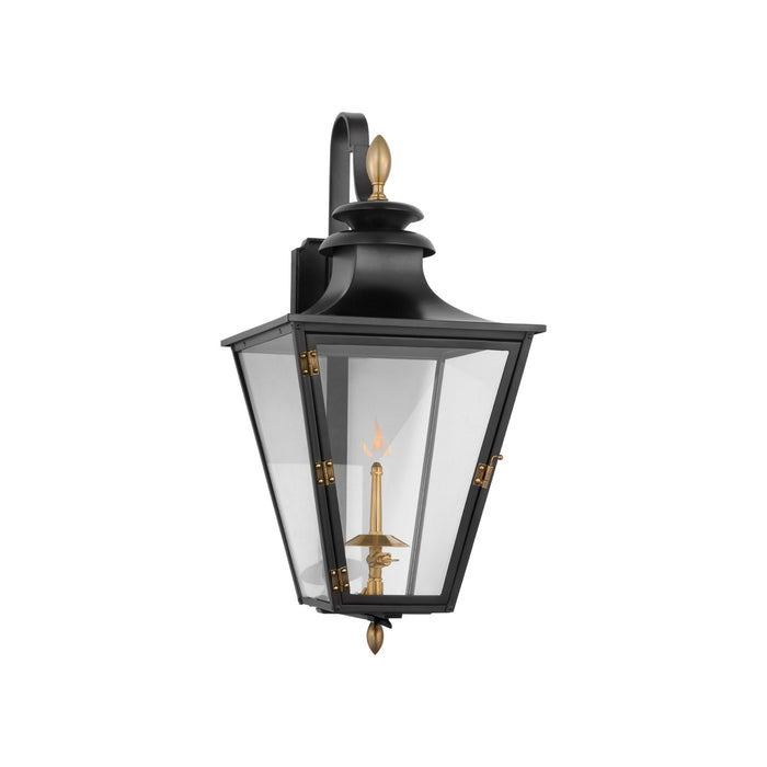 Albermarle Outdoor Gas Wall Light in Matte Black and Brass (Small).