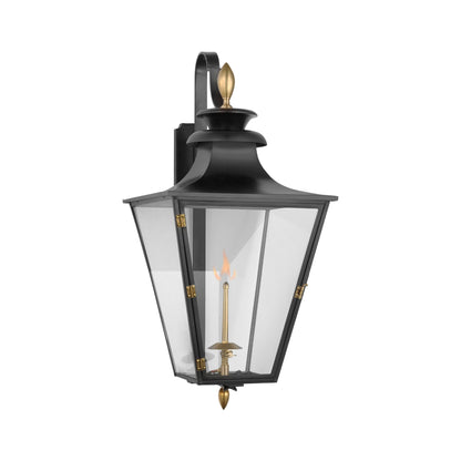 Albermarle Outdoor Gas Wall Light in Matte Black and Brass (Medium).