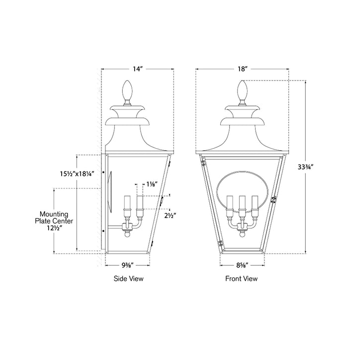 Albermarle Outdoor Wall Light - line drawing.