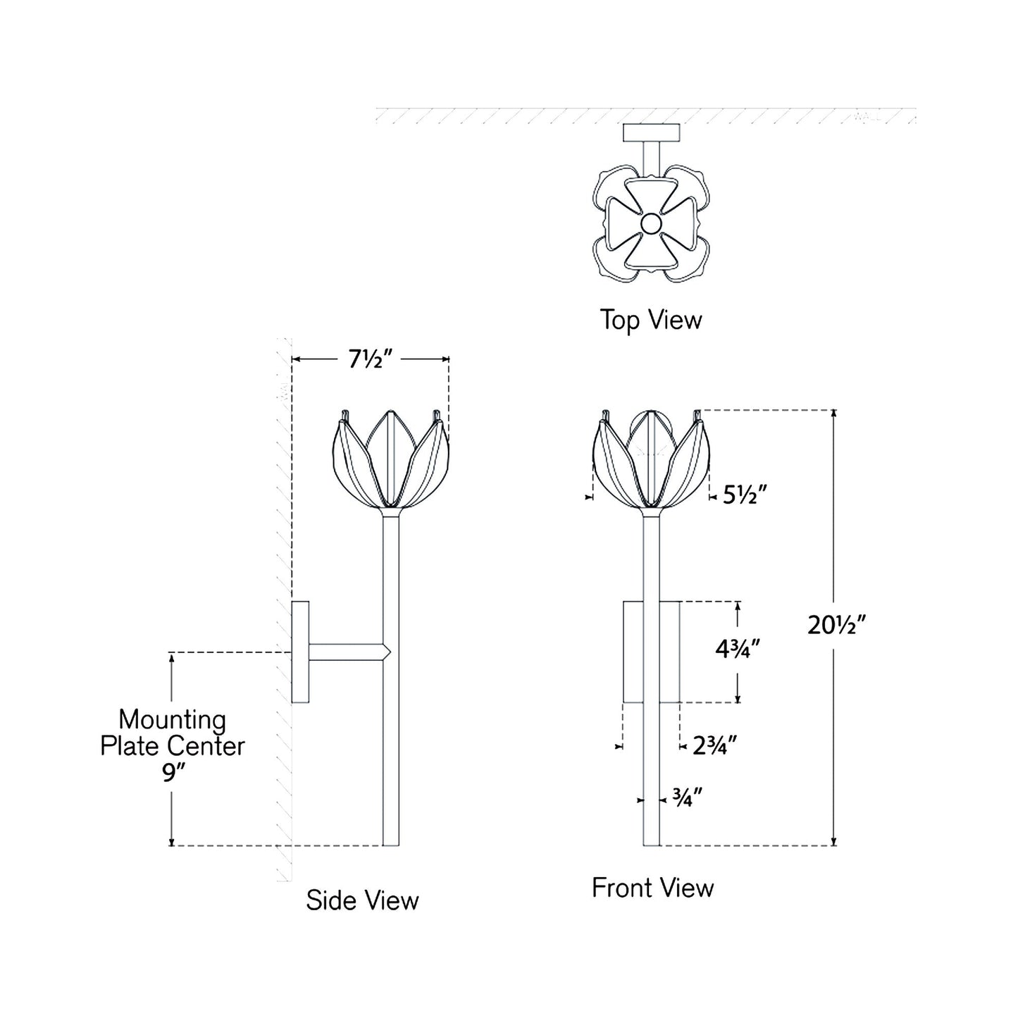 Alberto Wall Light - line drawing.