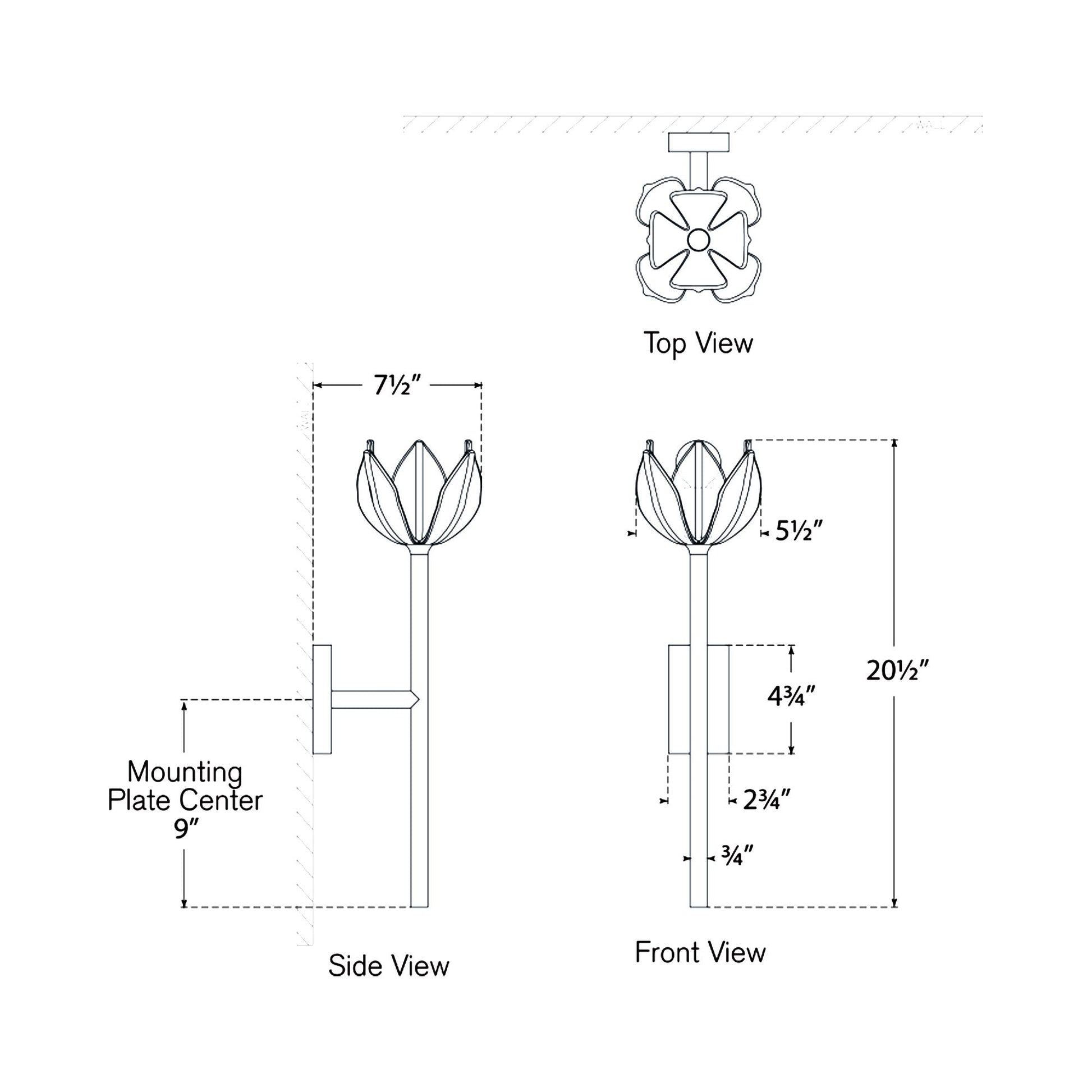 Alberto Wall Light - line drawing.