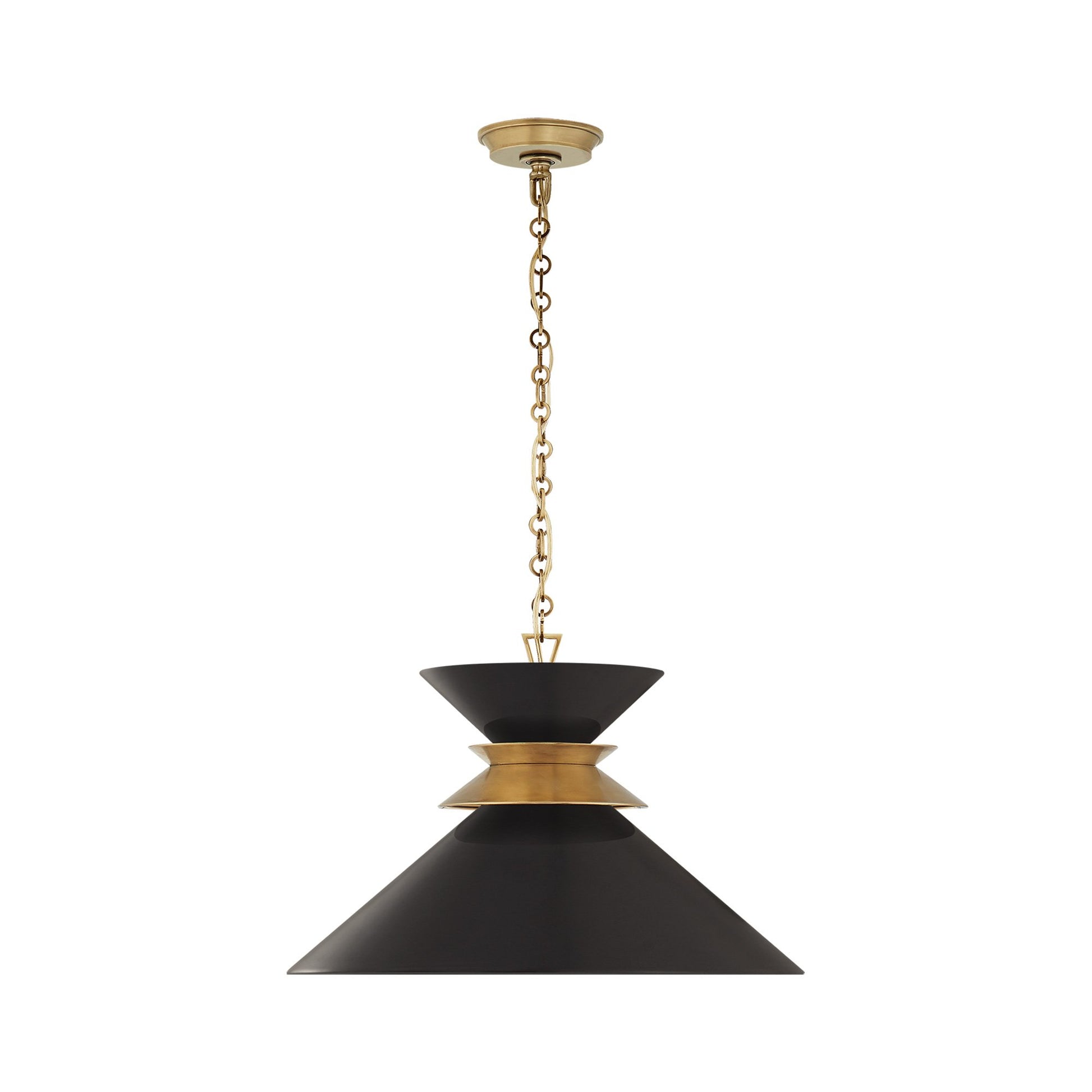 Alborg Pendant Light in Antique-Burnished Brass/Matte Black (Large).