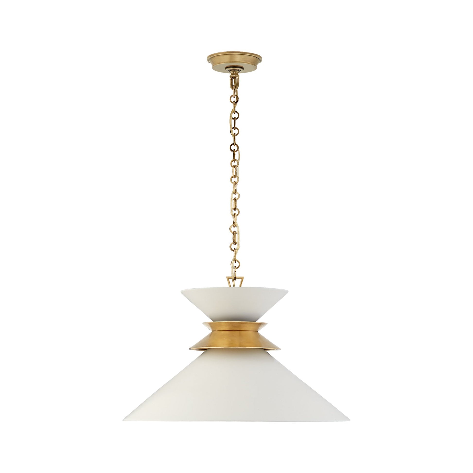 Alborg Pendant Light in Antique-Burnished Brass/Matte White (Large).