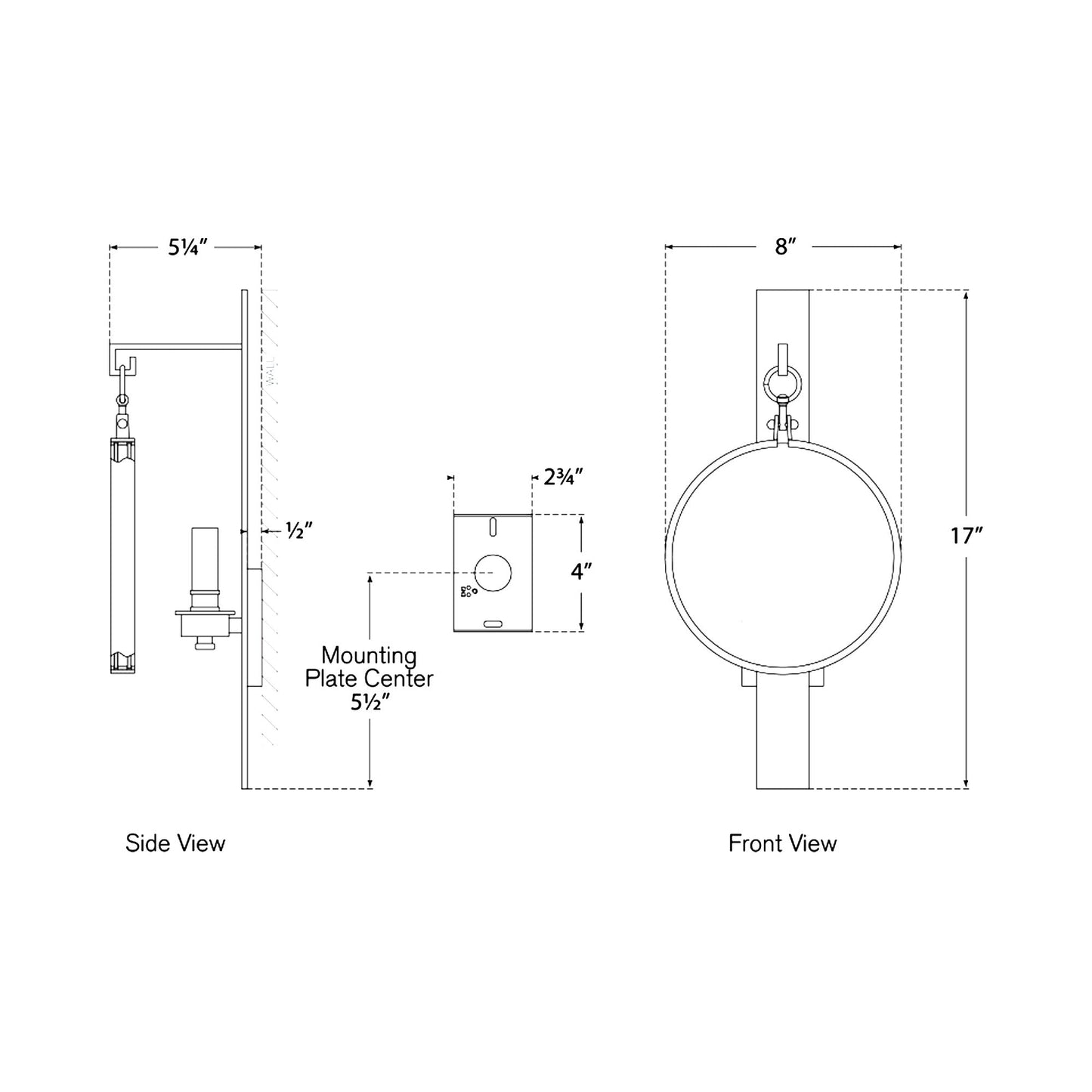 Alice Wall Light - line drawing.