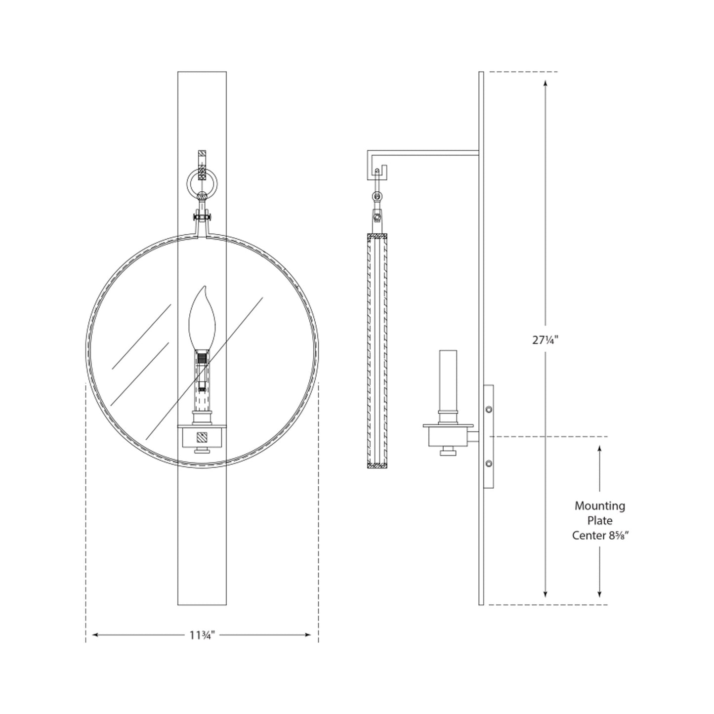 Alice Wall Light - line drawing.