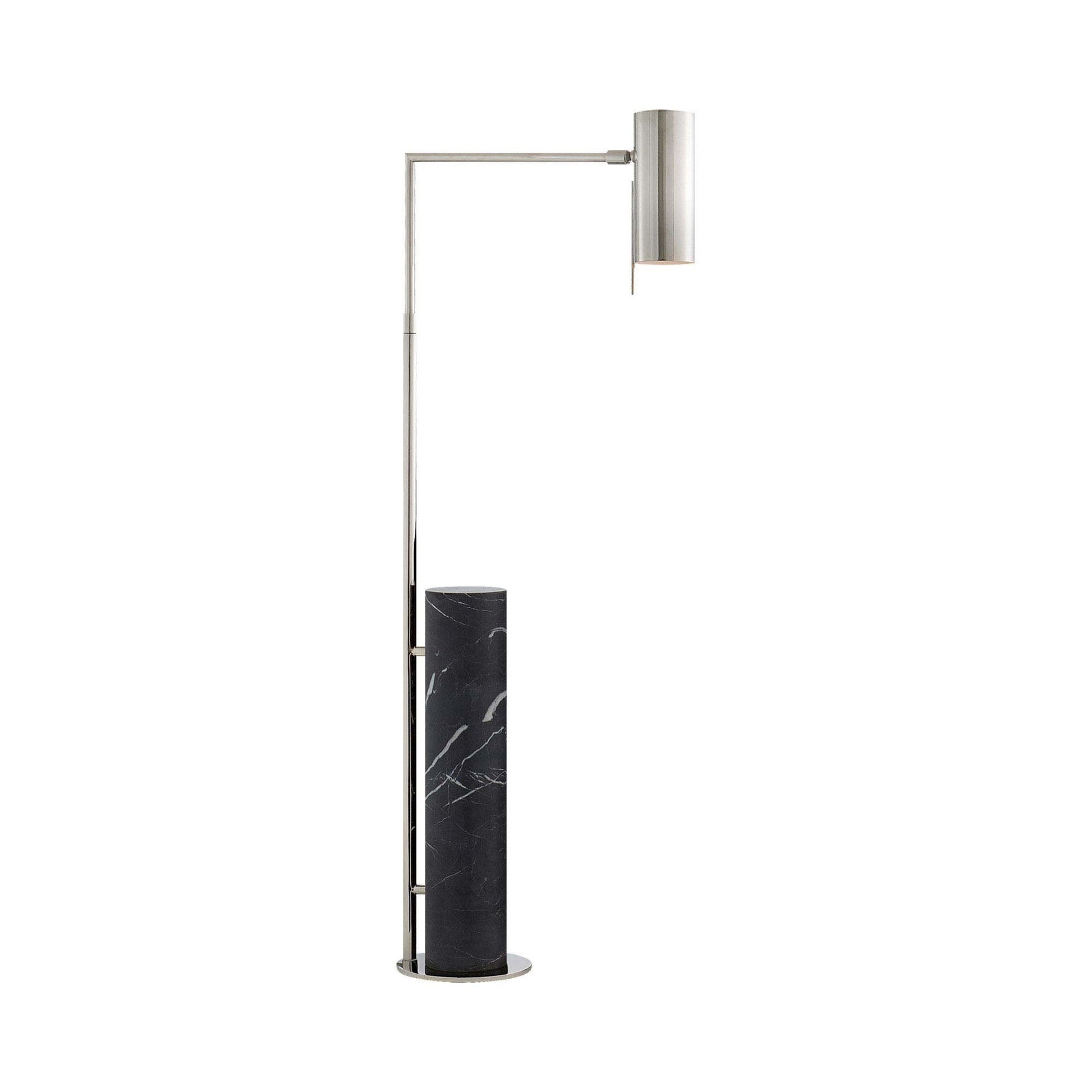Alma LED Floor Lamp in Polished Nickel/Black Marble (Small).