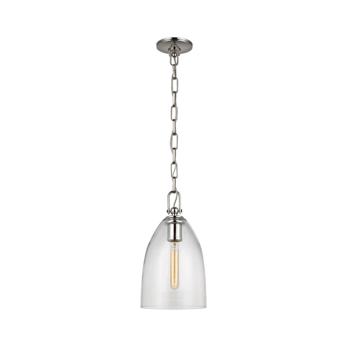 Andros LED Pendant Light in Polished Nickel/Clear Glass (Medium).