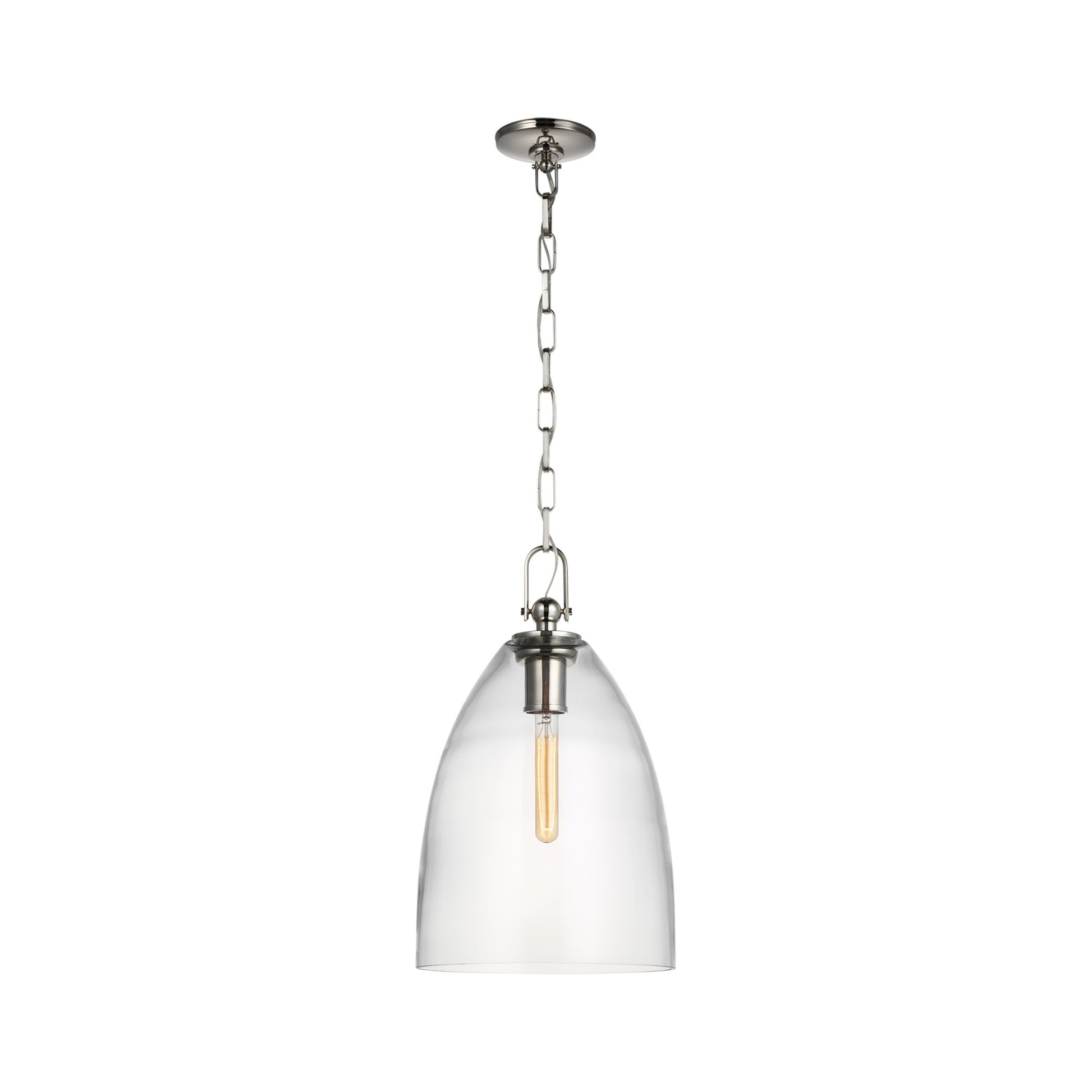 Andros LED Pendant Light in Polished Nickel/Clear Glass (Large).