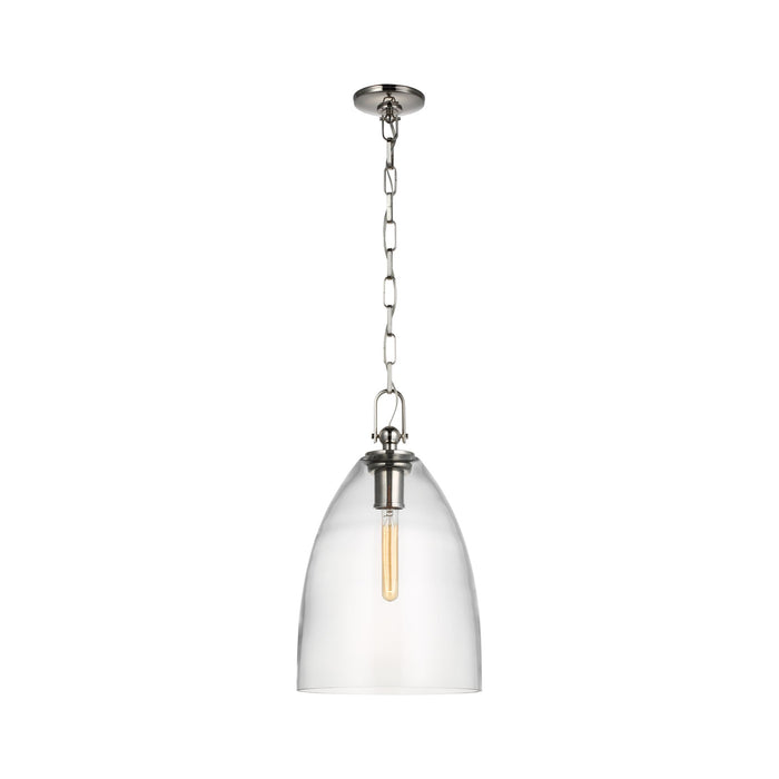 Andros LED Pendant Light in Polished Nickel/Clear Glass (Large).