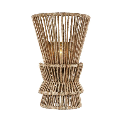 Antigua LED Wall Light in Antique-Burnished Brass and Natural Abaca.