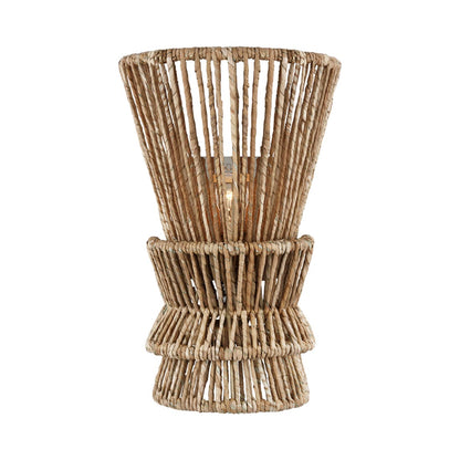 Antigua LED Wall Light in Polished Nickel and Natural Abaca.