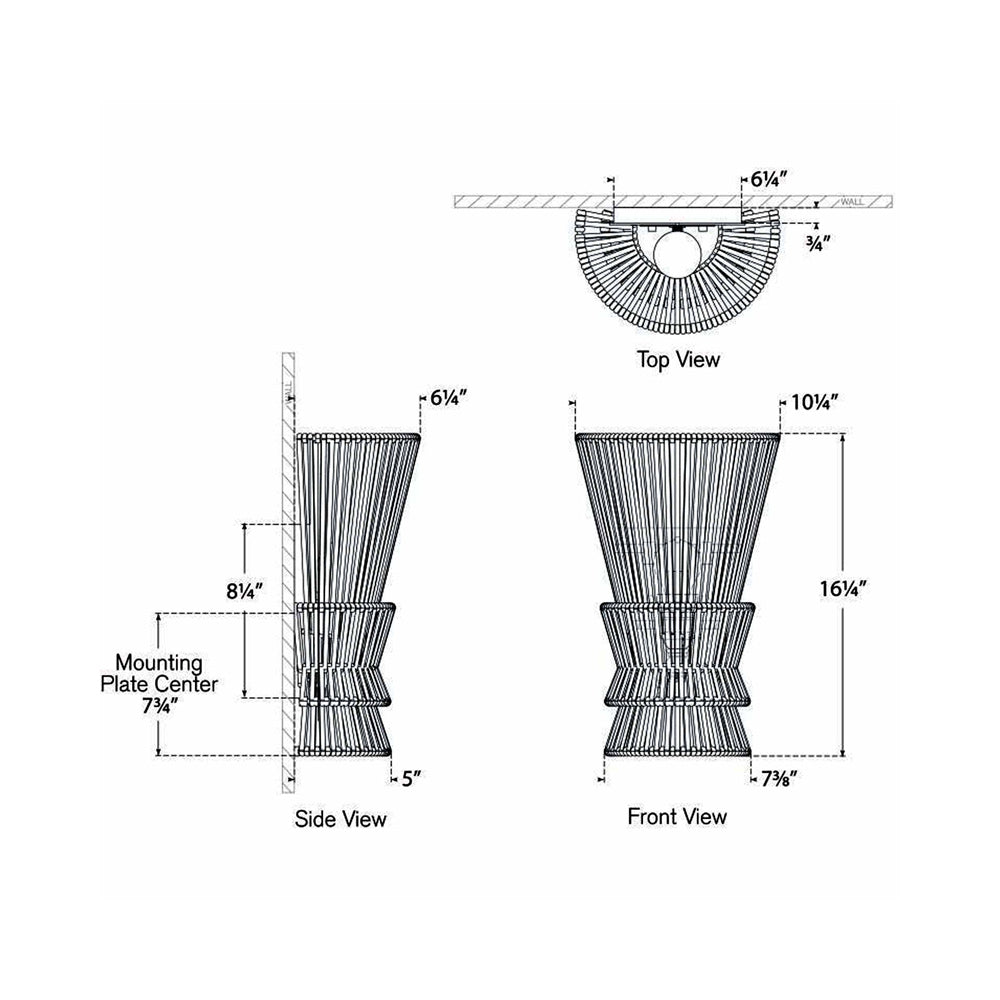 Antigua LED Wall Light - line drawing.