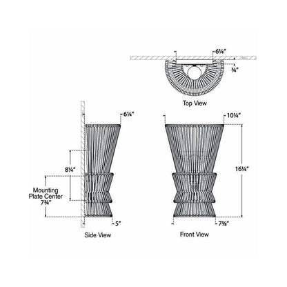 Antigua LED Wall Light - line drawing.