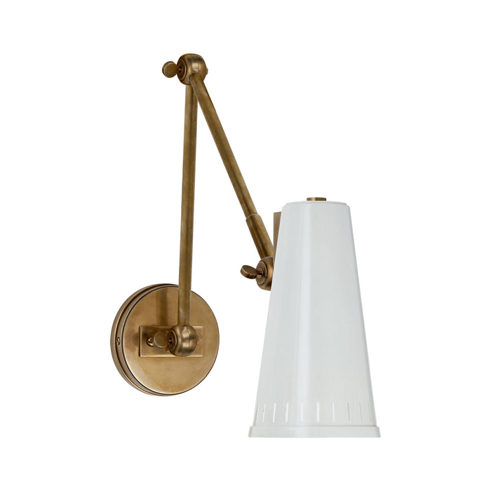 Antonio Adjustable Wall Light in 2-Arm/Hand-Rubbed Antique Brass/Antique White.