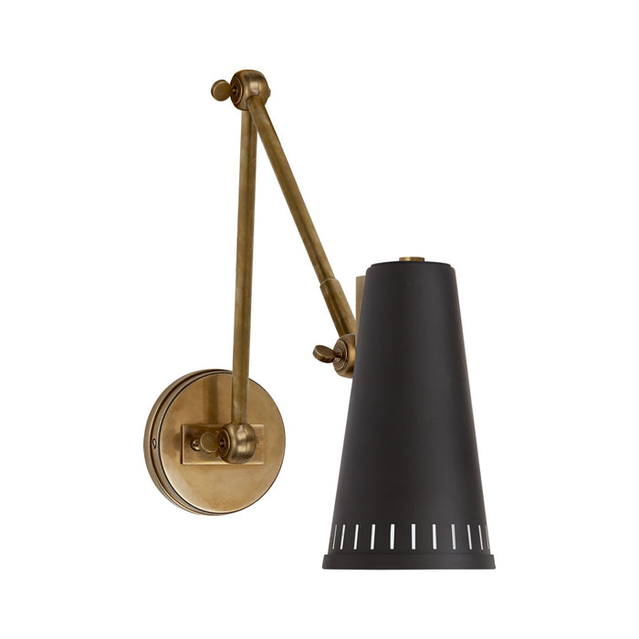 Antonio Adjustable Wall Light in 2-Arm/Hand-Rubbed Antique Brass/Matte Black.