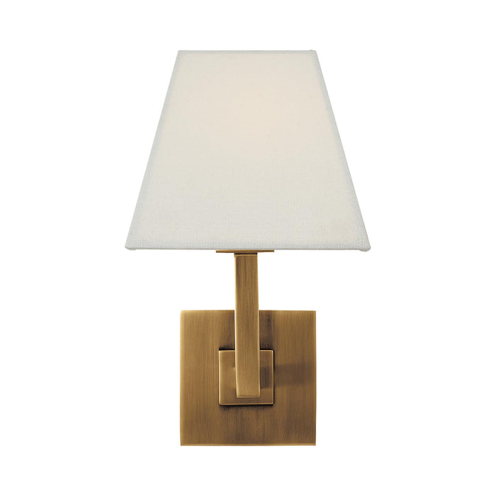 Architectural Wall Light in Hand-Rubbed Antique Brass/Square Linen.