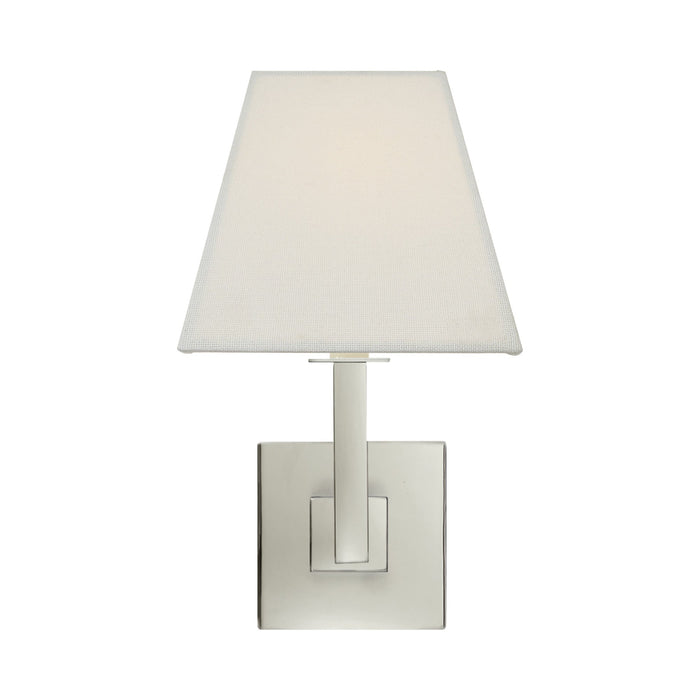 Architectural Wall Light in Polished Nickel/Square Linen.