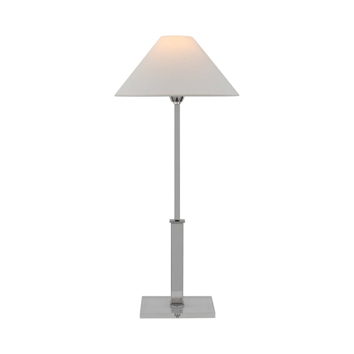 Asher LED Table Lamp in Polished Nickel and Crystal.