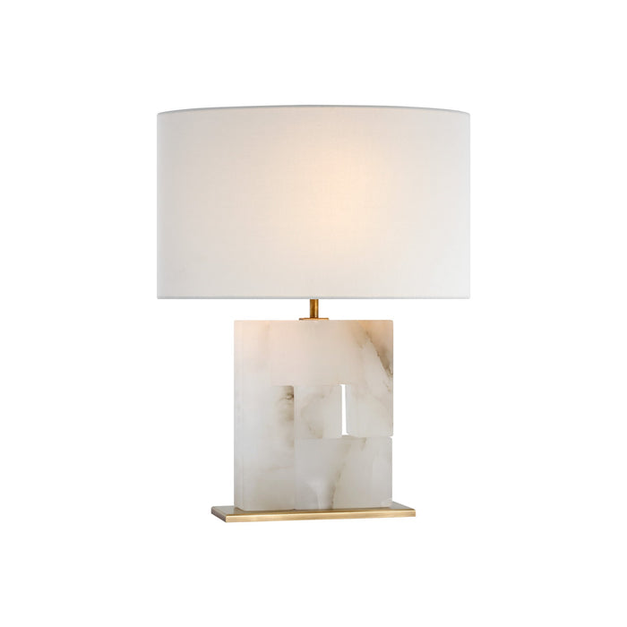 Ashlar LED Table Lamp in Alabaster and Hand-Rubbed Antique Brass (Medium).