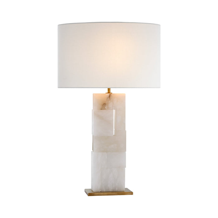 Ashlar LED Table Lamp in Alabaster and Hand-Rubbed Antique Brass (Large).