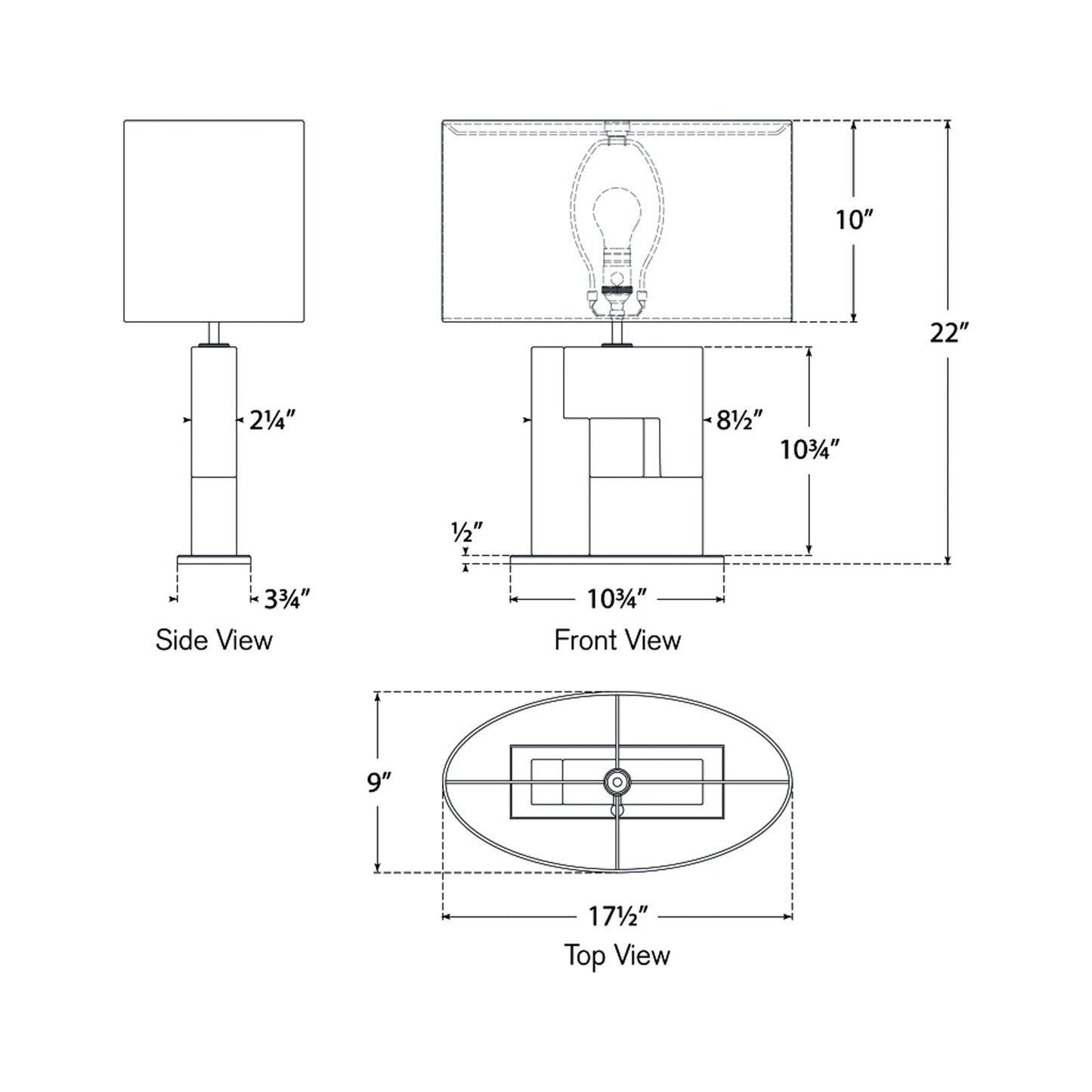 Ashlar LED Table Lamp - line drawing.
