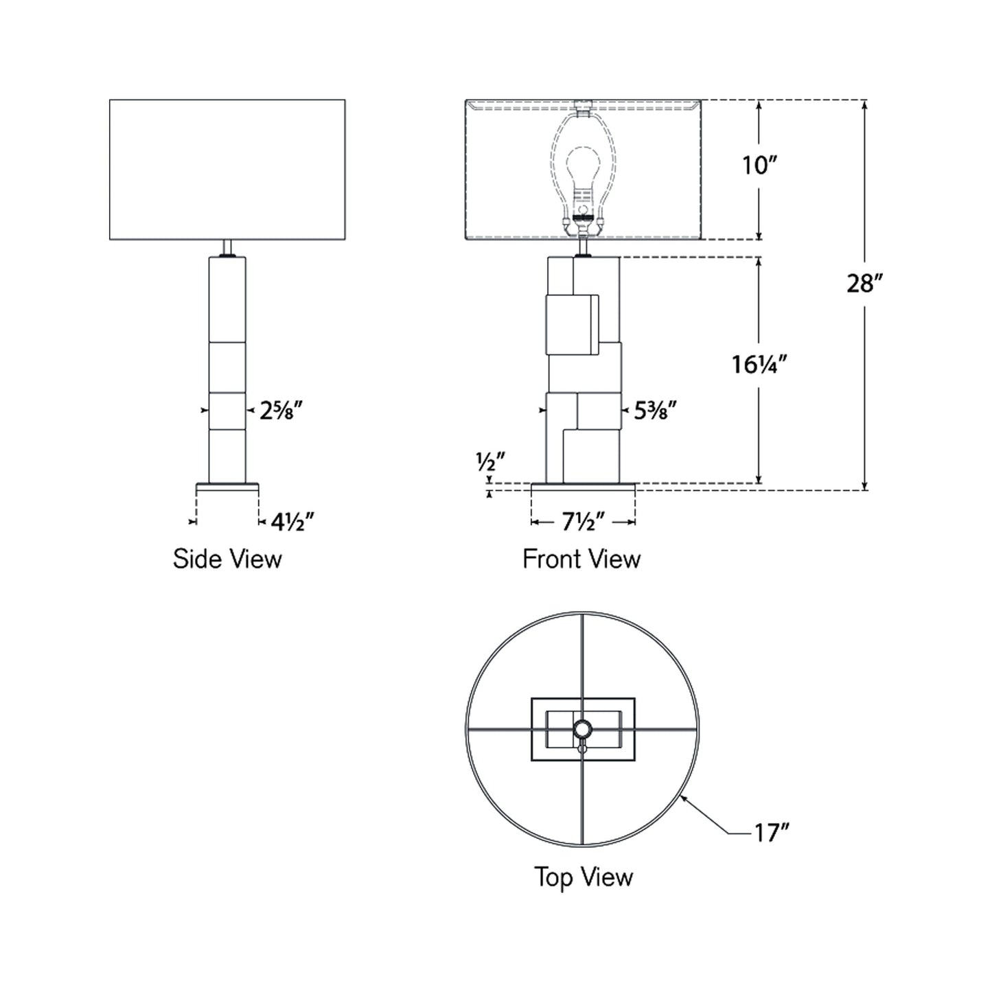 Ashlar LED Table Lamp - line drawing.