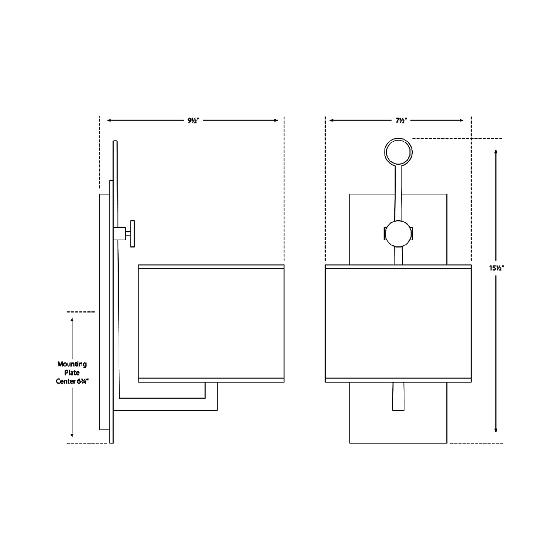 Aspen Wall Lamp - line drawing.