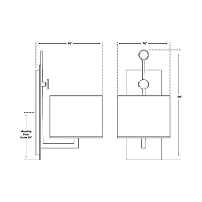 Aspen Wall Lamp - line drawing.
