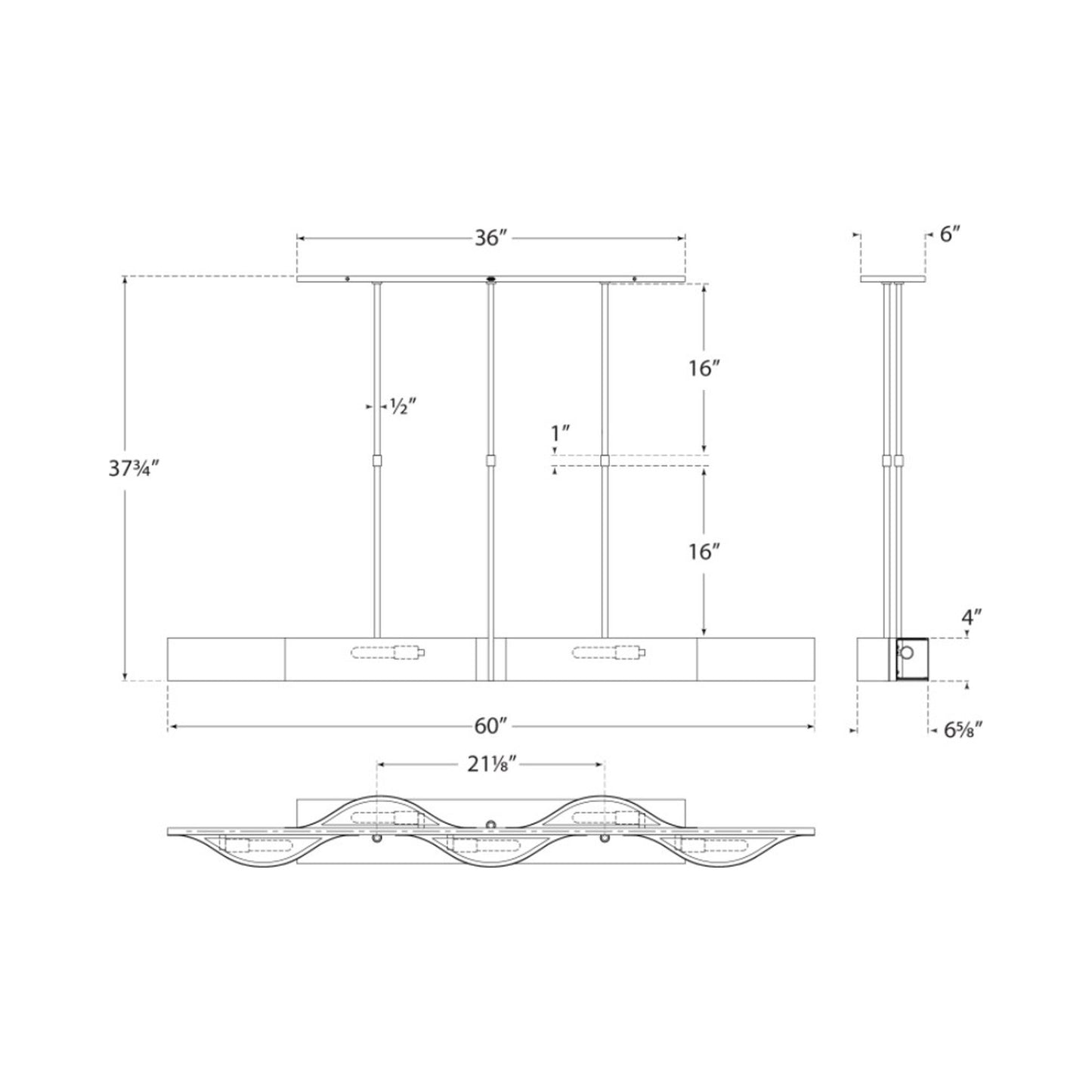 Avant Linear Pendant Light - line drawing.