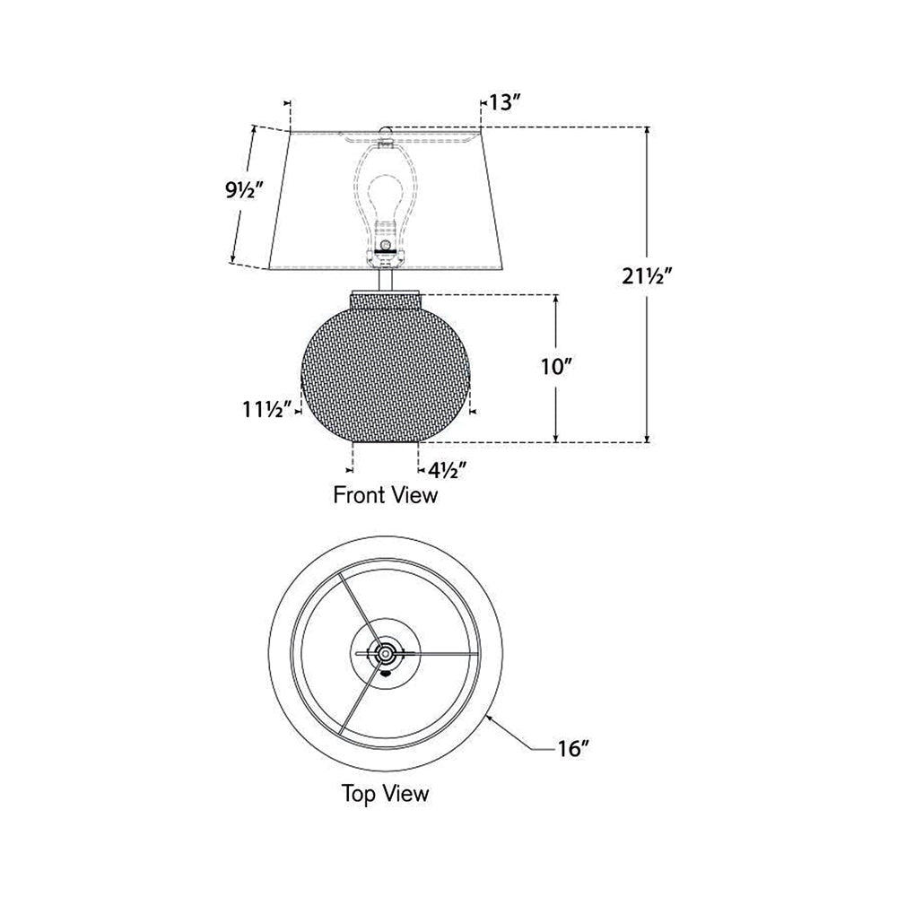Avedon LED Table Lamp - line drawing.