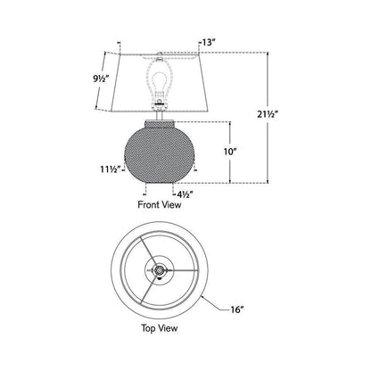 Avedon LED Table Lamp - line drawing.